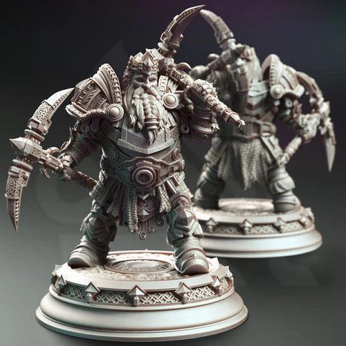 Gordrain Stonehand, Dwarven General - 32mm & 75mm Miniature for Dungeons and Dragons, Shadowdark and other RPG's - Unpainted