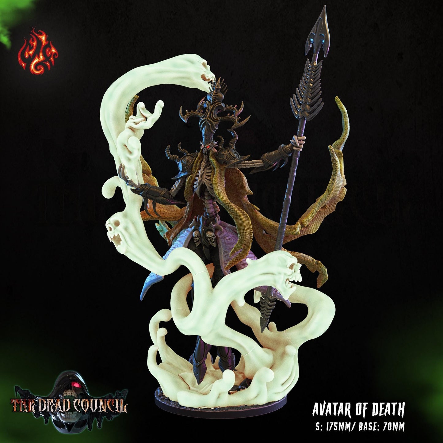 Avatar de la Mort - Figurine de 175 mm de haut - Grande figurine RPG Grim Reaper - Figurine de mort-vivant non peinte