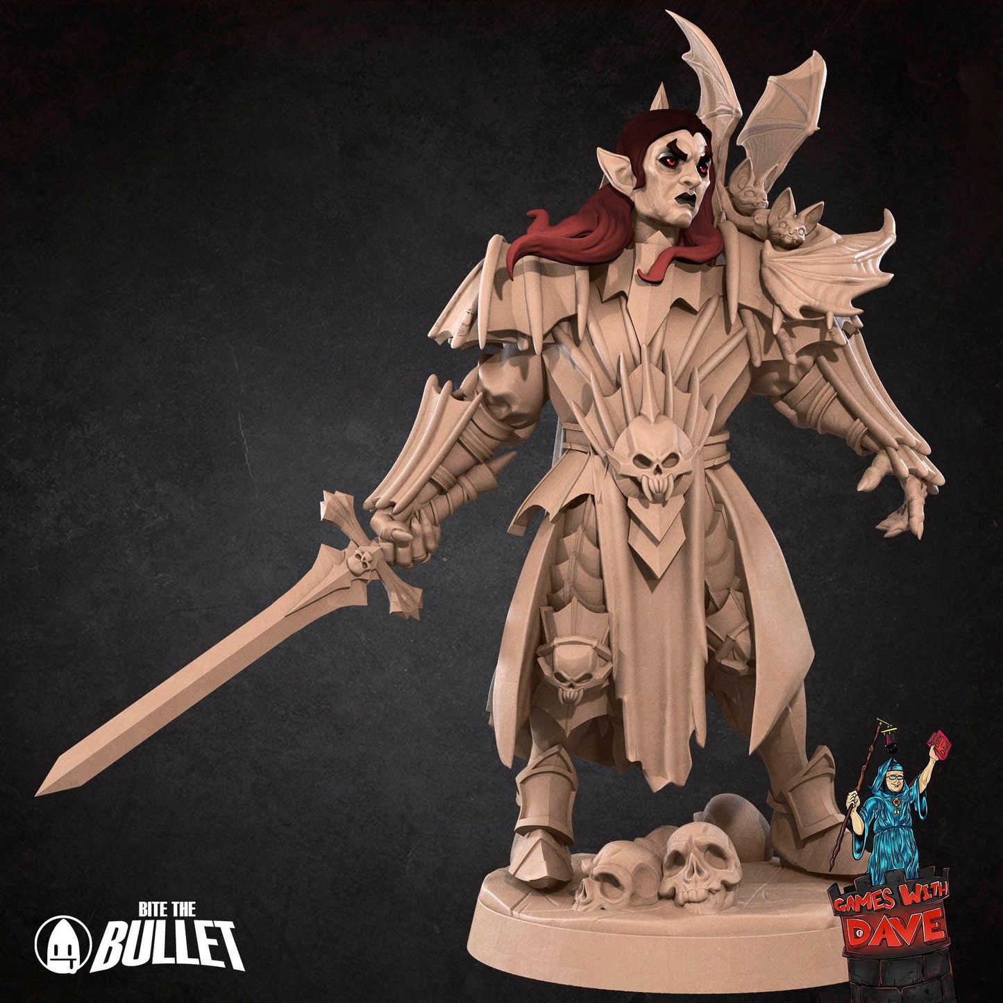 Vampire Necromancer - Horror RPG Miniature - 28mm to 32mm RPG Miniature Designed by Bite the Bullet - Tabletop RPG Accessory