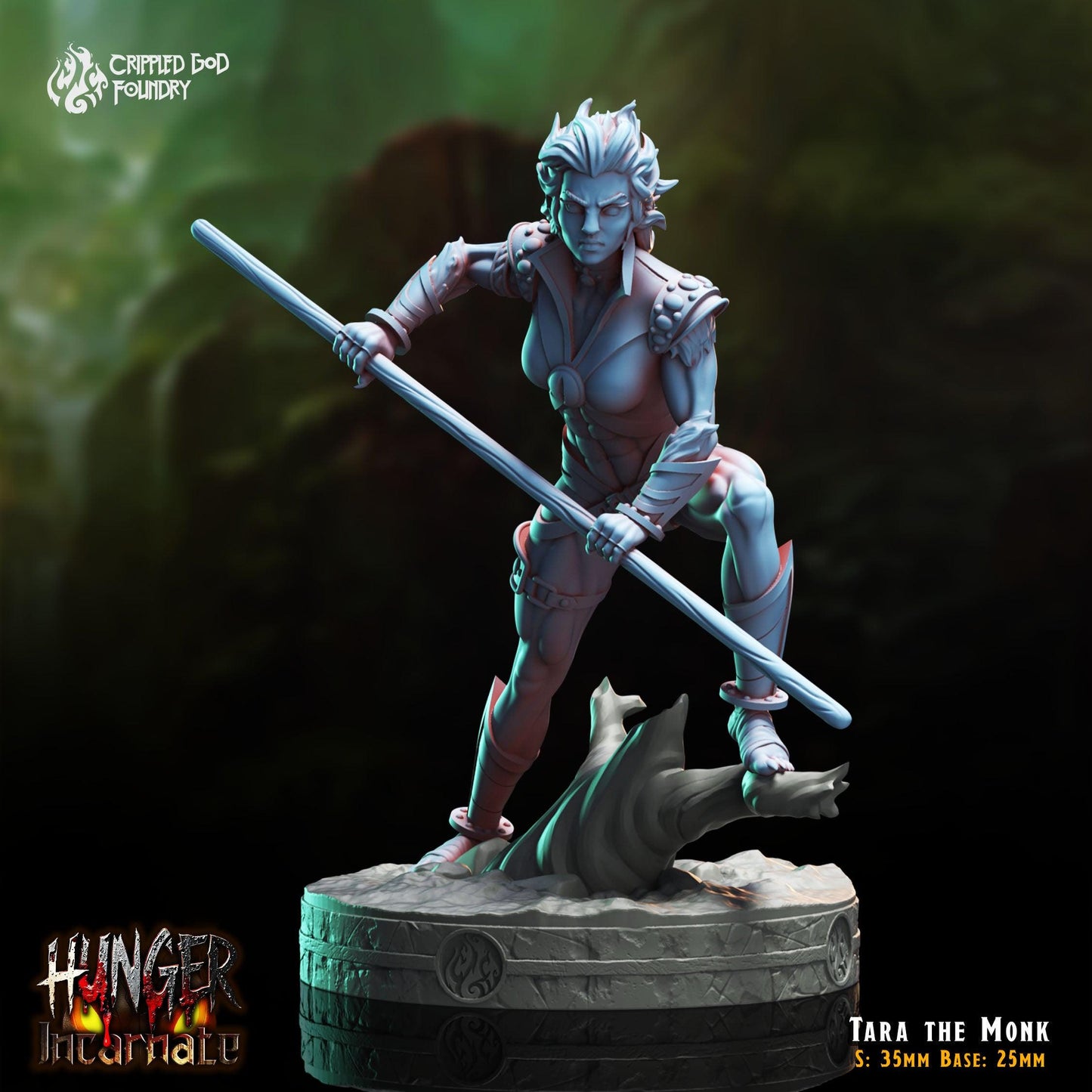 Tara the Monk - 28mm to 32mm RPG Miniature for Tabletop Gaming - Unpainted Tabletop RPG Villain Miniature