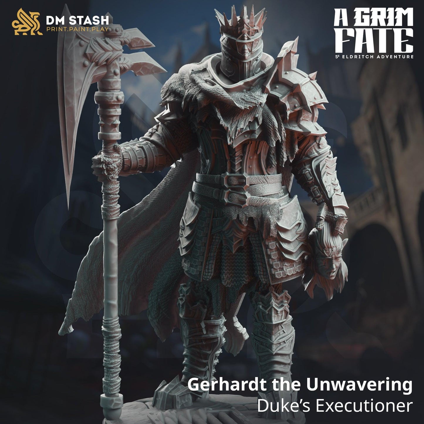 Gerhardt the Unwavering - Duke’s Executioner - 32mm & 75mm Miniature for Dungeons and Dragons 5th Edition and Other RPG's - Unpainted