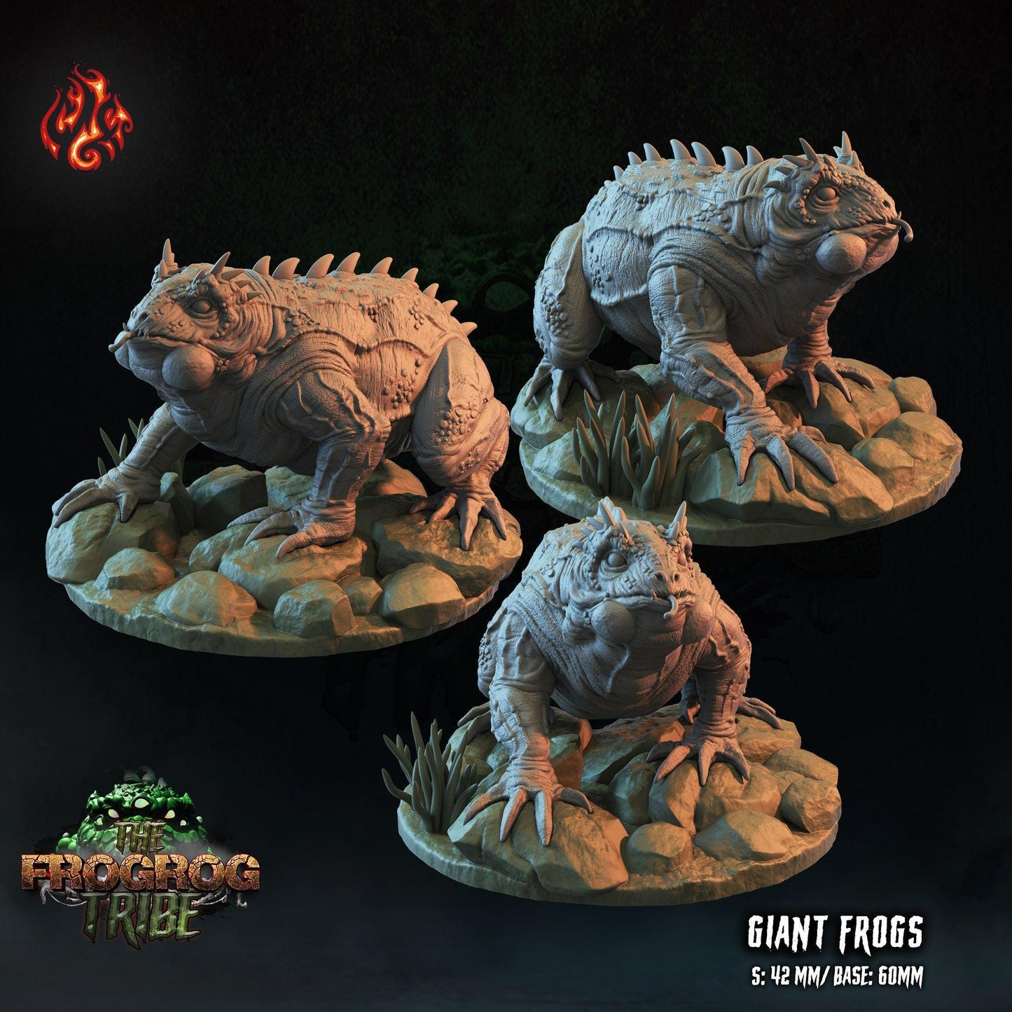 Giant Frogs - 28mmto 32mm RPG Monster Miniature for Tabletop Gaming - Frog Miniature - Unpainted DND Mini