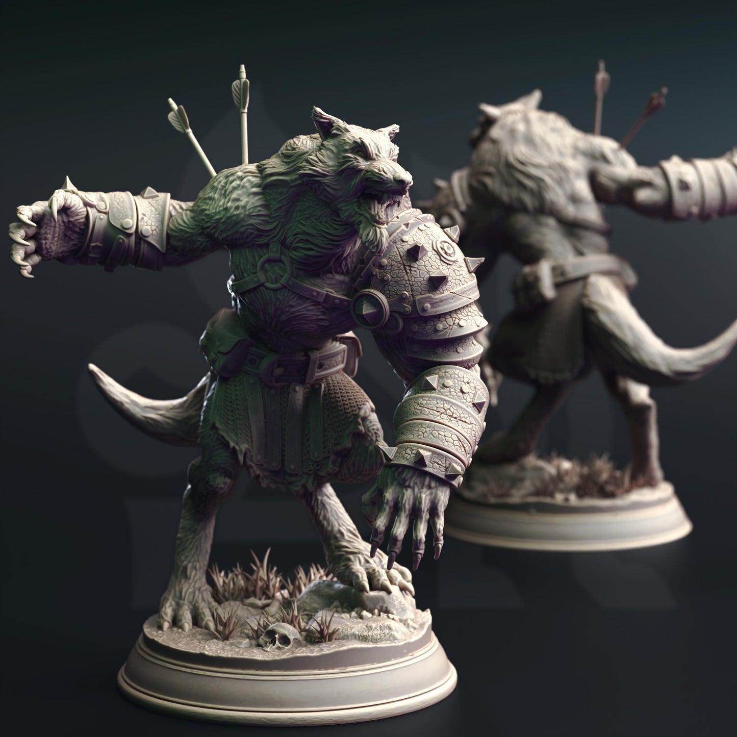 Guerreros hombres lobo - Individual o conjunto de 3 - Miniatura de terror RPG de 32 mm - Miniatura DND - Sin pintar