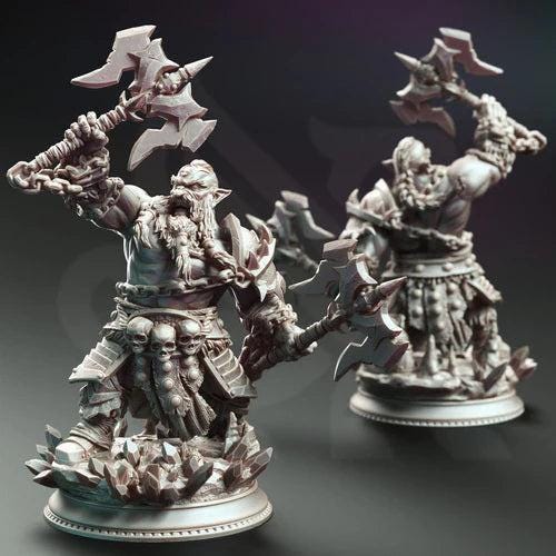 Korthart the Hateful Heart, Dark Dwarf Berserker - 75mm or 32mm Miniature for Dungeons and Dragons, Shadowdark and other RPG's - Unpainted