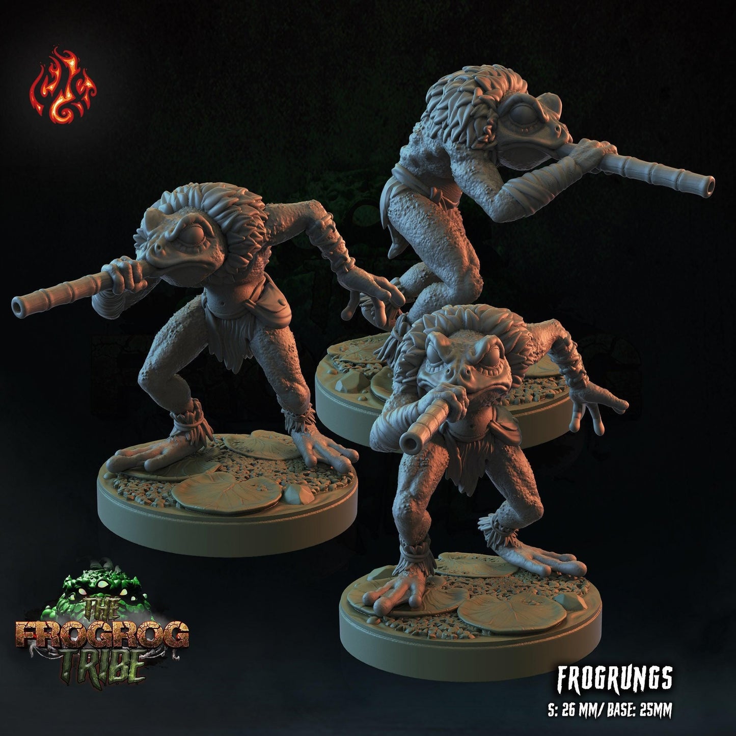 Frogrung Assassins - Miniatura de monstruo de rol de 28 mm a 32 mm para juegos de mesa - Miniaturas de Frog Assassin - Miniatura DND sin pintar