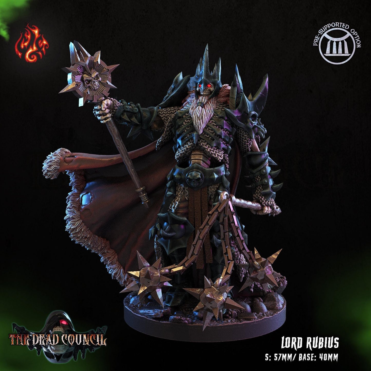 Lord Rubius, the Merciless - 3D Printed Horror RPG Miniature - Unpainted Undead Miniature