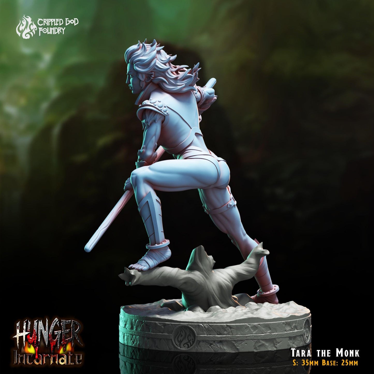 Tara the Monk - 28mm to 32mm RPG Miniature for Tabletop Gaming - Unpainted Tabletop RPG Villain Miniature