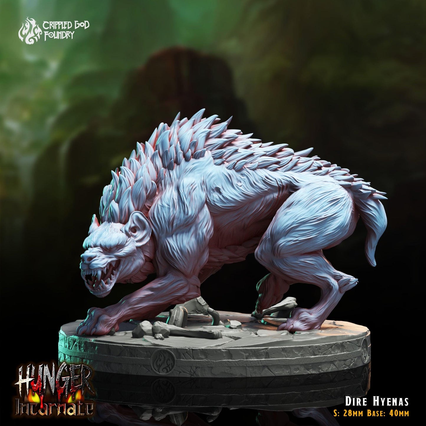 Dire Hyenas - 28mm to 32mm RPG Miniature for Tabletop Gaming - Unpainted Tabletop RPG Villain Miniature