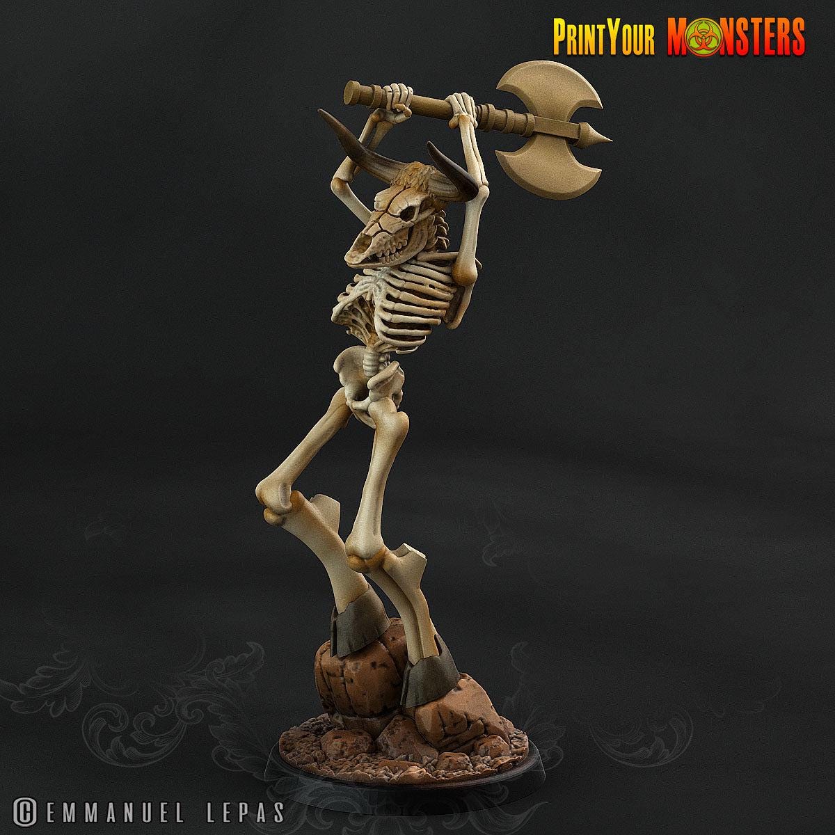 Bone Minotaurs - 32mm Skeleton Minotaur Miniatures for Dungeons and Dragons, Shadowdark and other RPG's - Unpainted