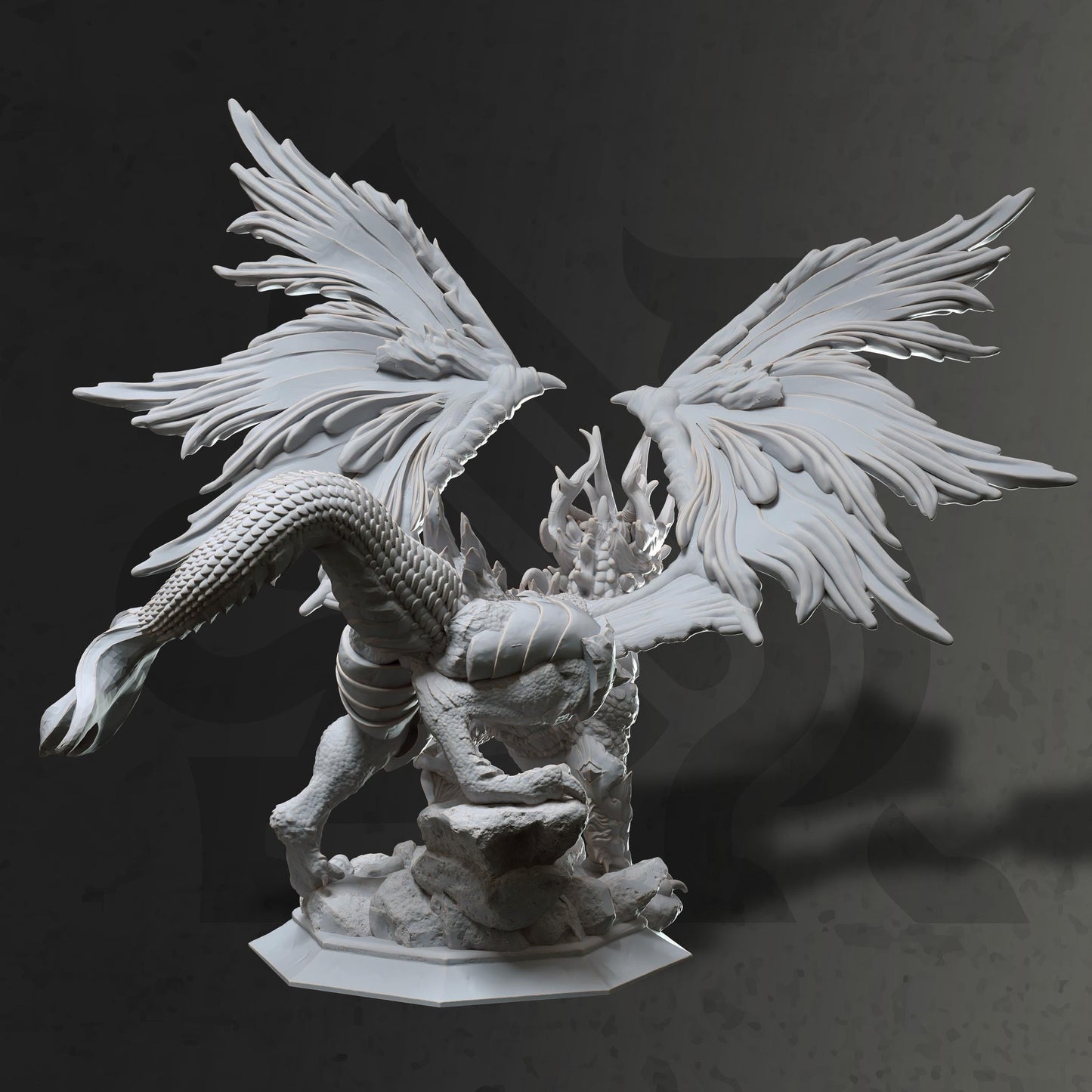 Glanbeli, le dragon céleste de Minera - Grand dragon DND imprimé en 3D pour jeux de rôle - Mini DND non peint et non assemblé