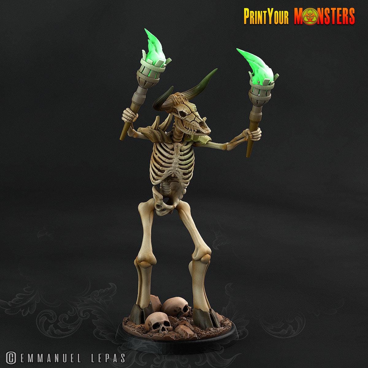 Bone Minotaurs - 32mm Skeleton Minotaur Miniatures for Dungeons and Dragons, Shadowdark and other RPG's - Unpainted