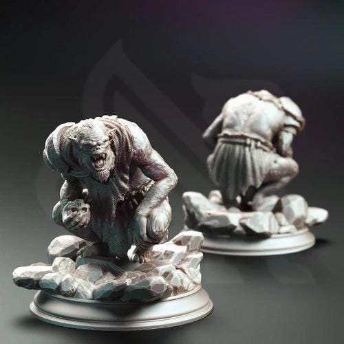 Trogg Cannibals - Set of 3 or Individual - 32mm Miniature for Dungeons and Dragons, Shadowdark and other RPG's - Unpainted