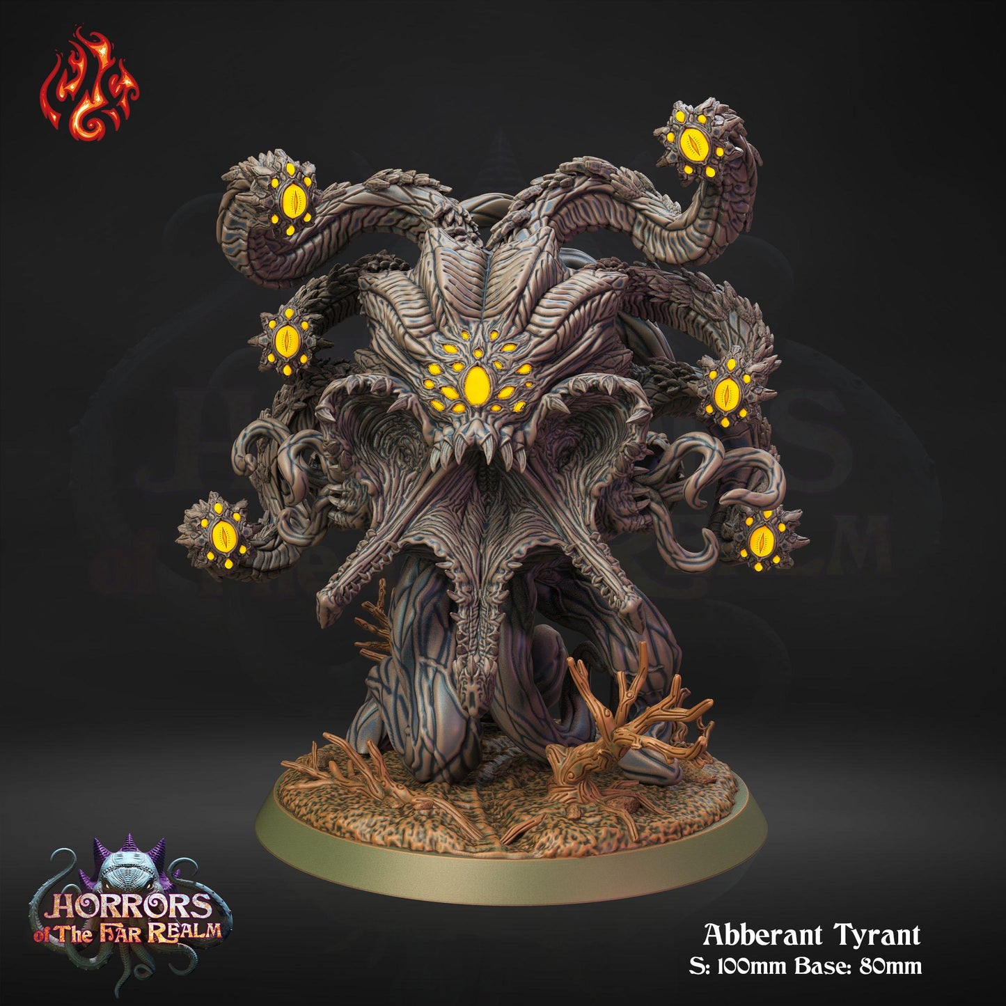 a statue of an octopus with yellow eyes