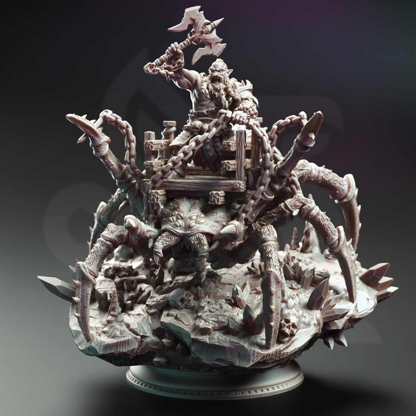 Shiasirix, Korthart's Faithful Spider Steed - 32mm Miniature for Dungeons and Dragons, Shadowdark and other RPG's - Unpainted