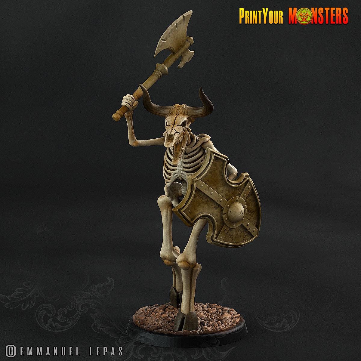 Bone Minotaurs - 32mm Skeleton Minotaur Miniatures for Dungeons and Dragons, Shadowdark and other RPG's - Unpainted