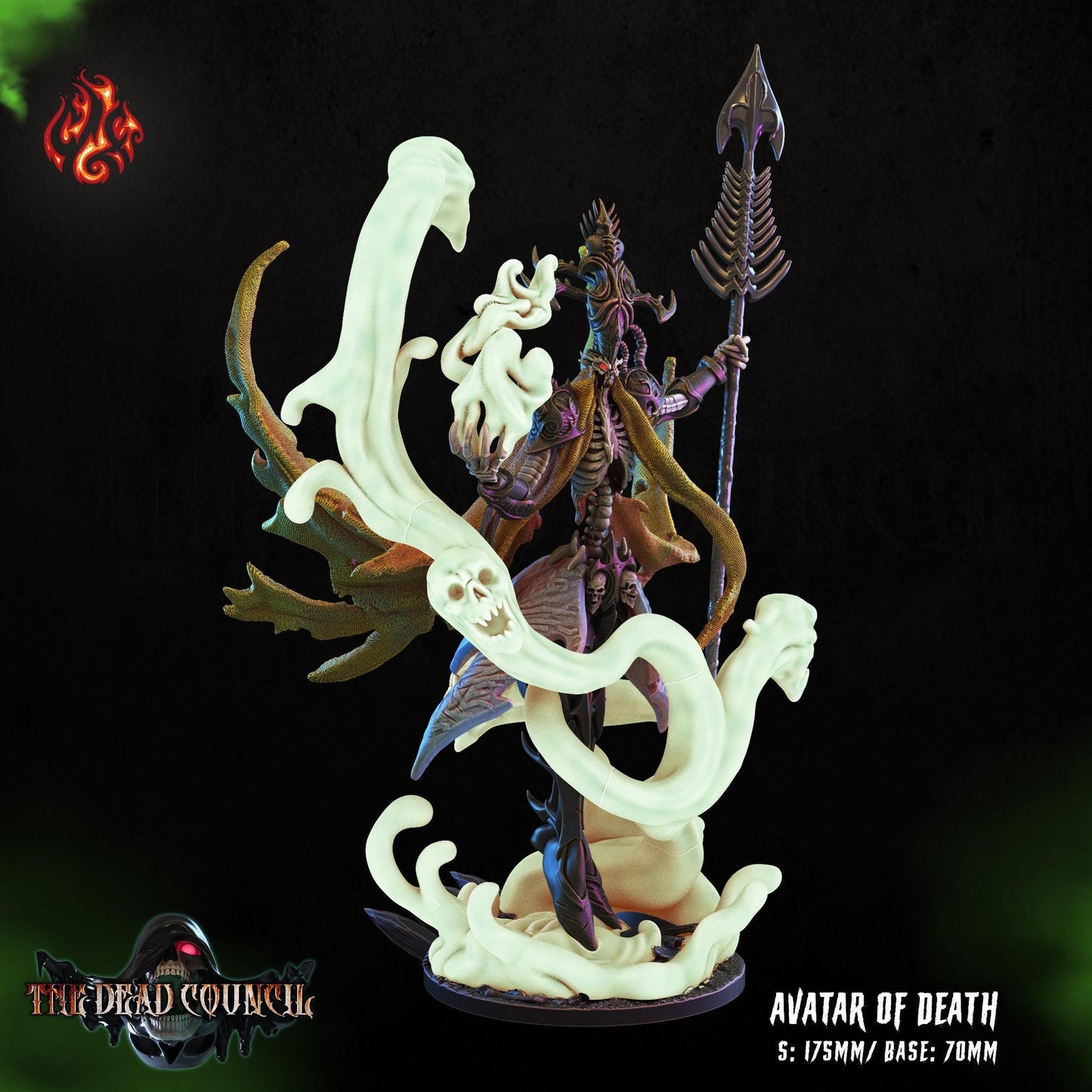 Avatar de la Mort - Figurine de 175 mm de haut - Grande figurine RPG Grim Reaper - Figurine de mort-vivant non peinte
