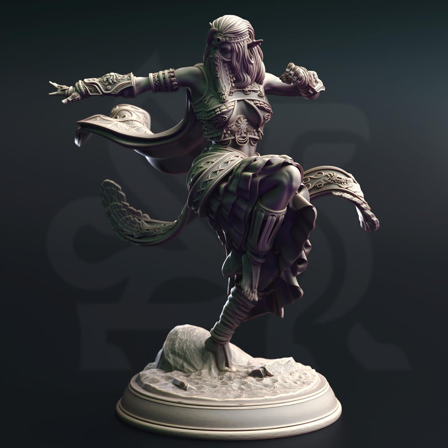 Cahira - Elven Sun Dancer - 75mm or 32mm DND Miniature - 3D Printed RPG Mini - Unpainted