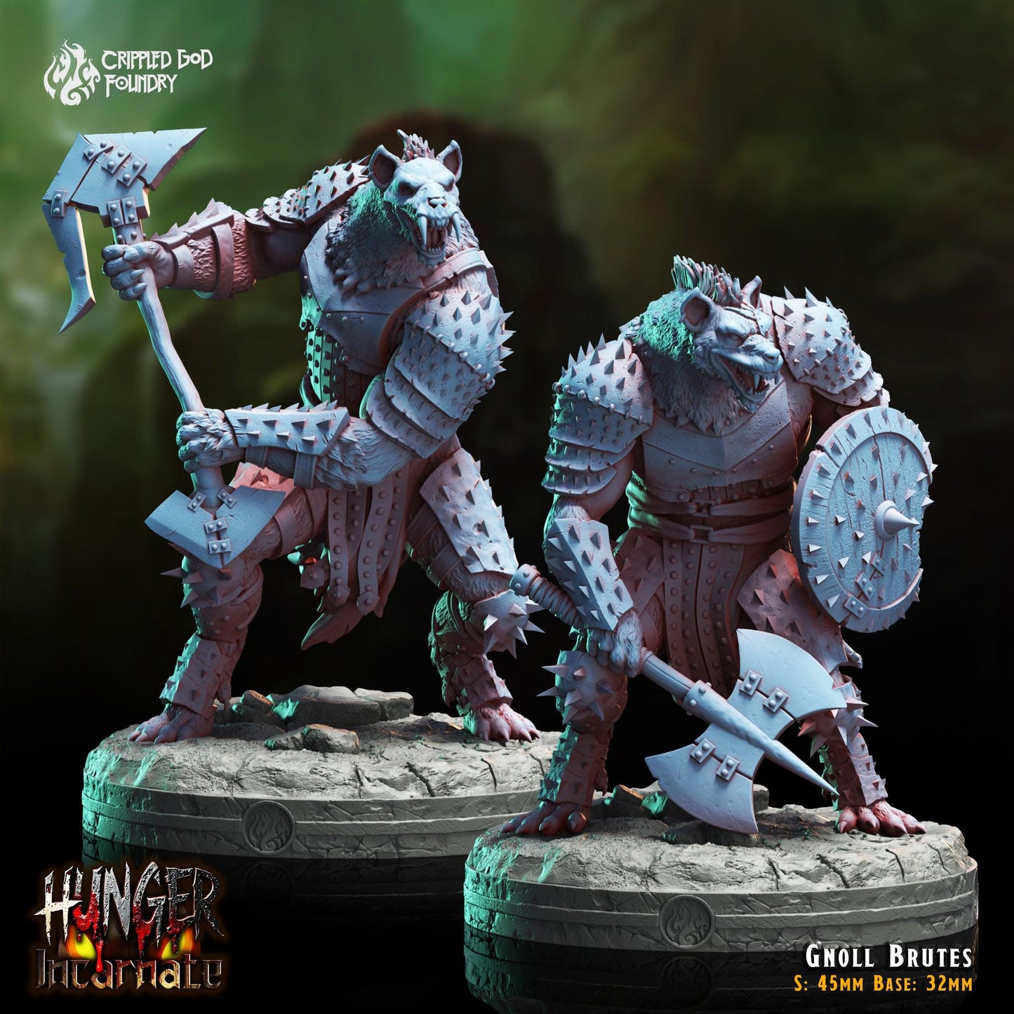 Gnoll Brutes - 28mm to 32mm RPG Miniature for Tabletop Gaming - Unpainted Tabletop RPG Villain Miniature