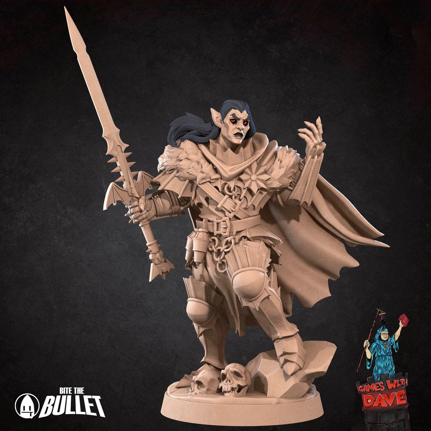 Vampire Warrior - Horror RPG Miniature - 28mm to 32mm RPG Miniature Designed by Bite the Bullet - Tabletop RPG Accessory