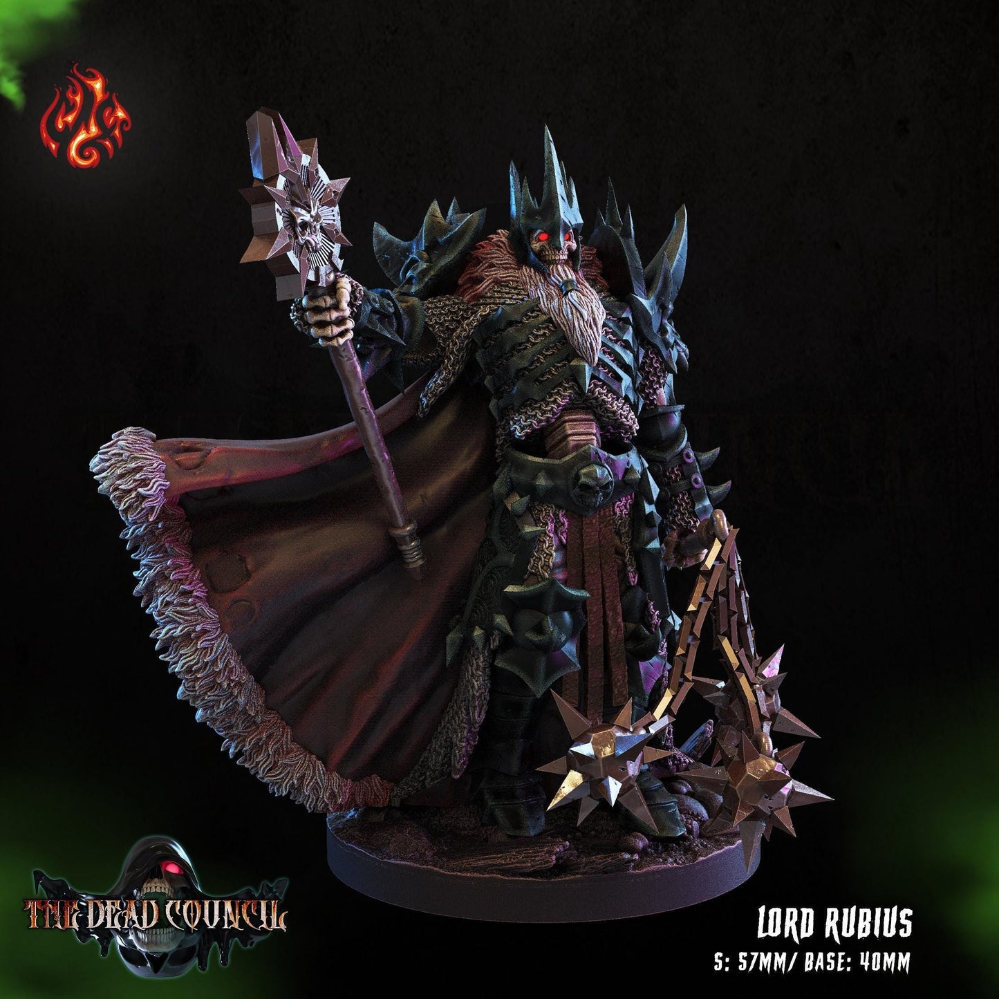 Lord Rubius, the Merciless - 3D Printed Horror RPG Miniature - Unpainted Undead Miniature