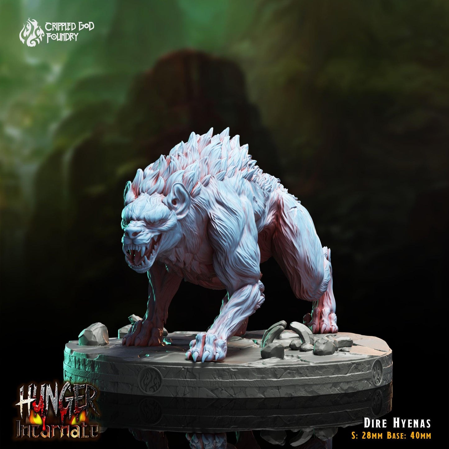 Dire Hyenas - 28mm to 32mm RPG Miniature for Tabletop Gaming - Unpainted Tabletop RPG Villain Miniature