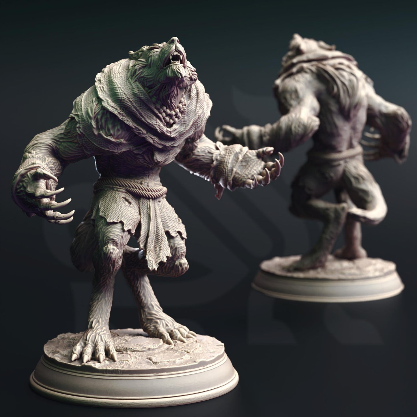Guerreros hombres lobo - Individual o conjunto de 3 - Miniatura de terror RPG de 32 mm - Miniatura DND - Sin pintar