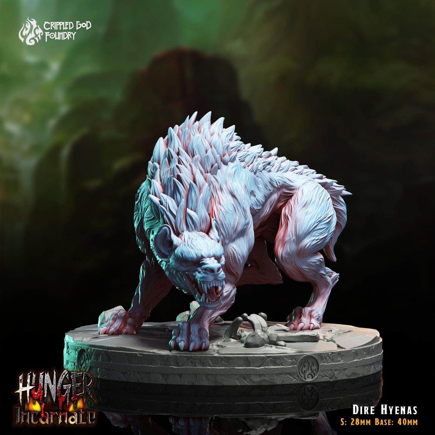 Dire Hyenas - 28mm to 32mm RPG Miniature for Tabletop Gaming - Unpainted Tabletop RPG Villain Miniature