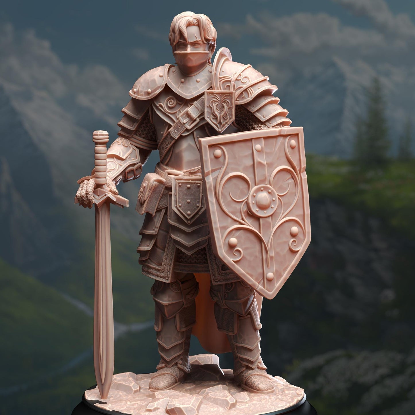 Arion Midrun - Maître de bataille humain - Figurine 32 mm et 75 mm pour Donjons et Dragons 5e édition et autres jeux de rôle - Non peinte