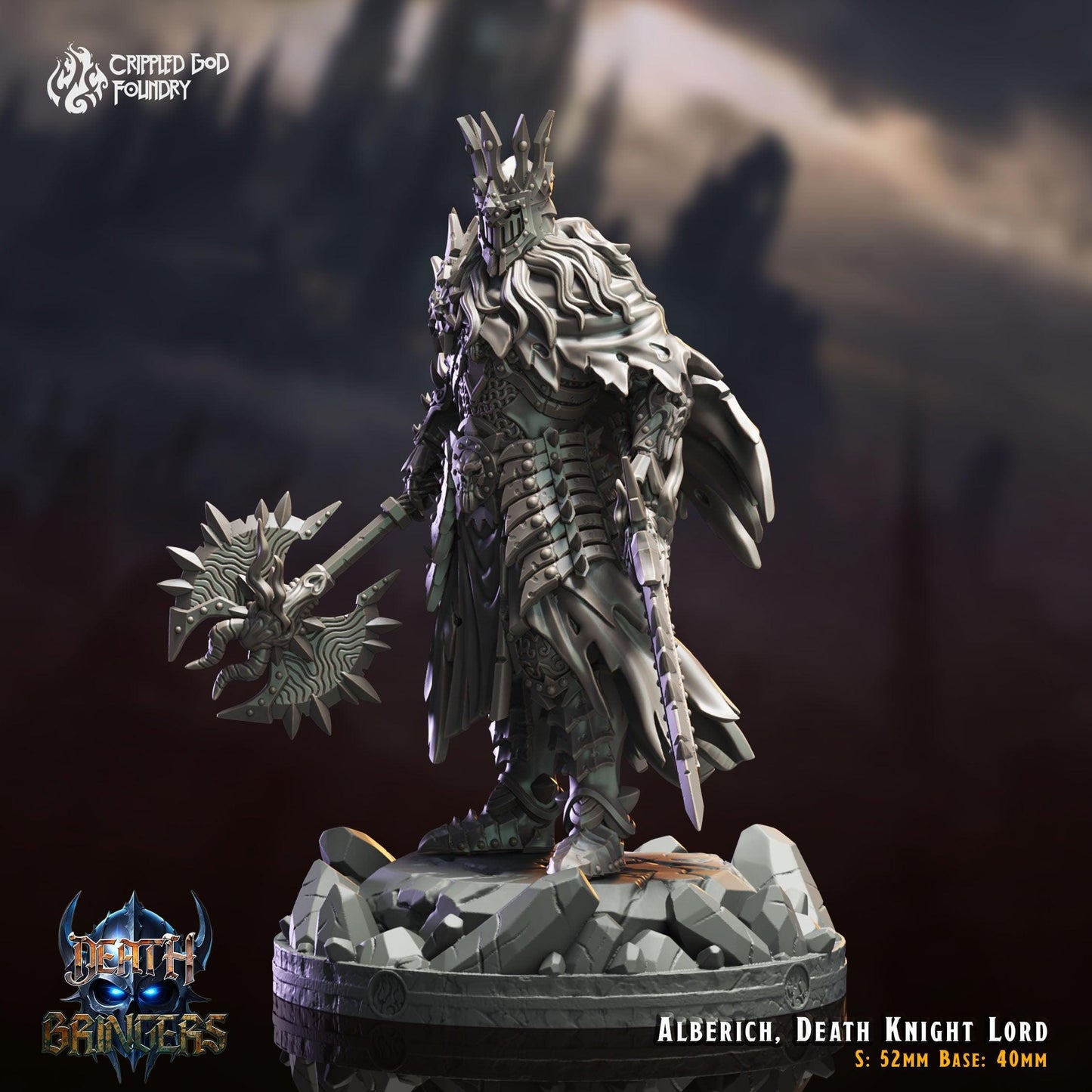 Alberich, Seigneur Chevalier de la Mort - Figurine Monstre Mort-Vivant DND de 28 mm à 32 mm pour RPG sur table - Figurine DND non peinte