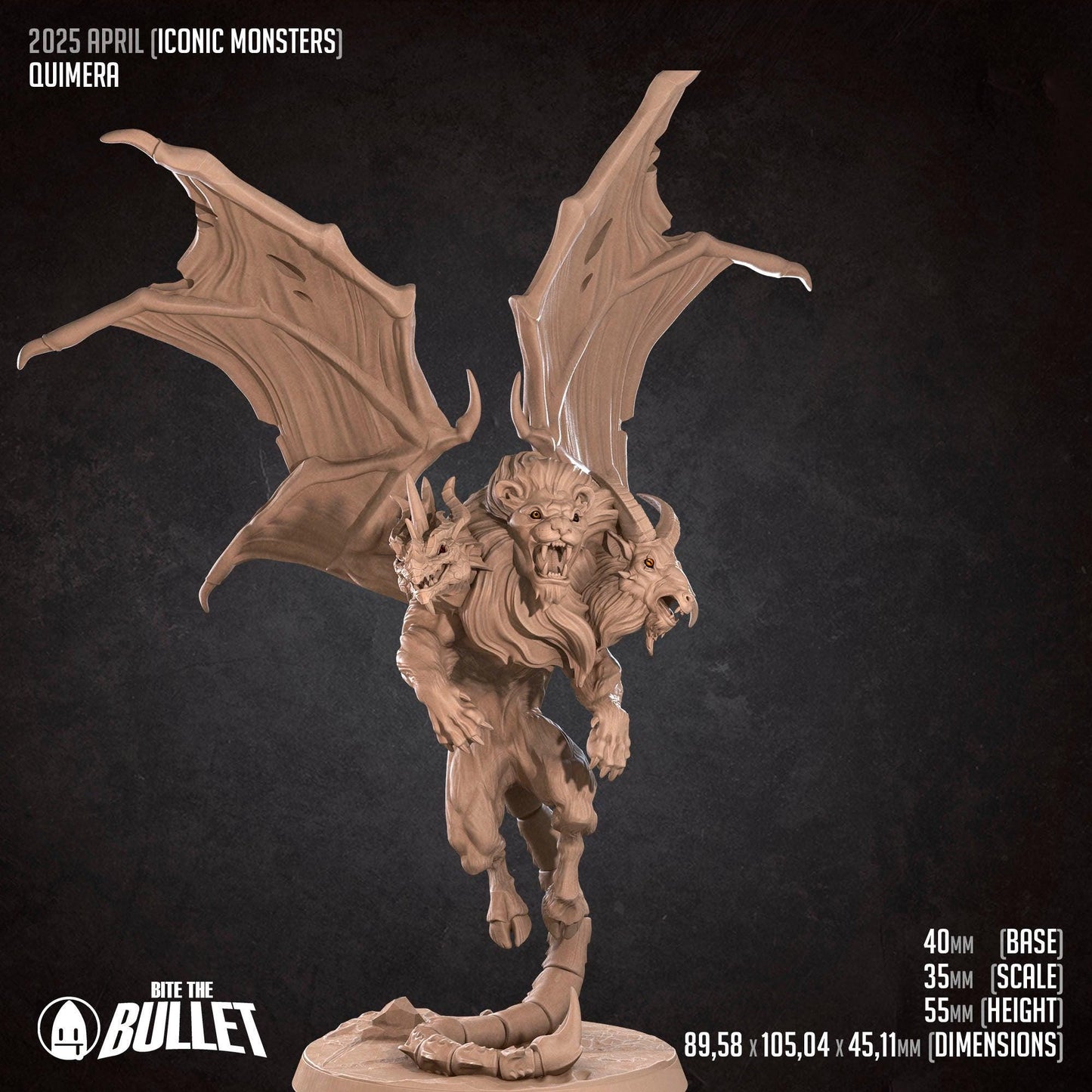 Quimera - Iconic DND Monster Mini - Role-Playing Game Miniature - Unpainted DND Monster Mini