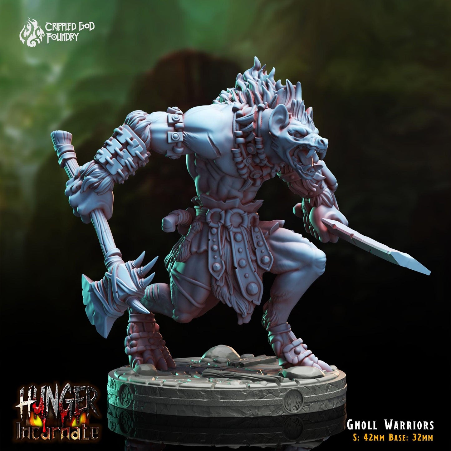 Gnoll Warriors - 28mm to 32mm RPG Miniature for Tabletop Gaming - Unpainted Tabletop RPG Villain Miniature