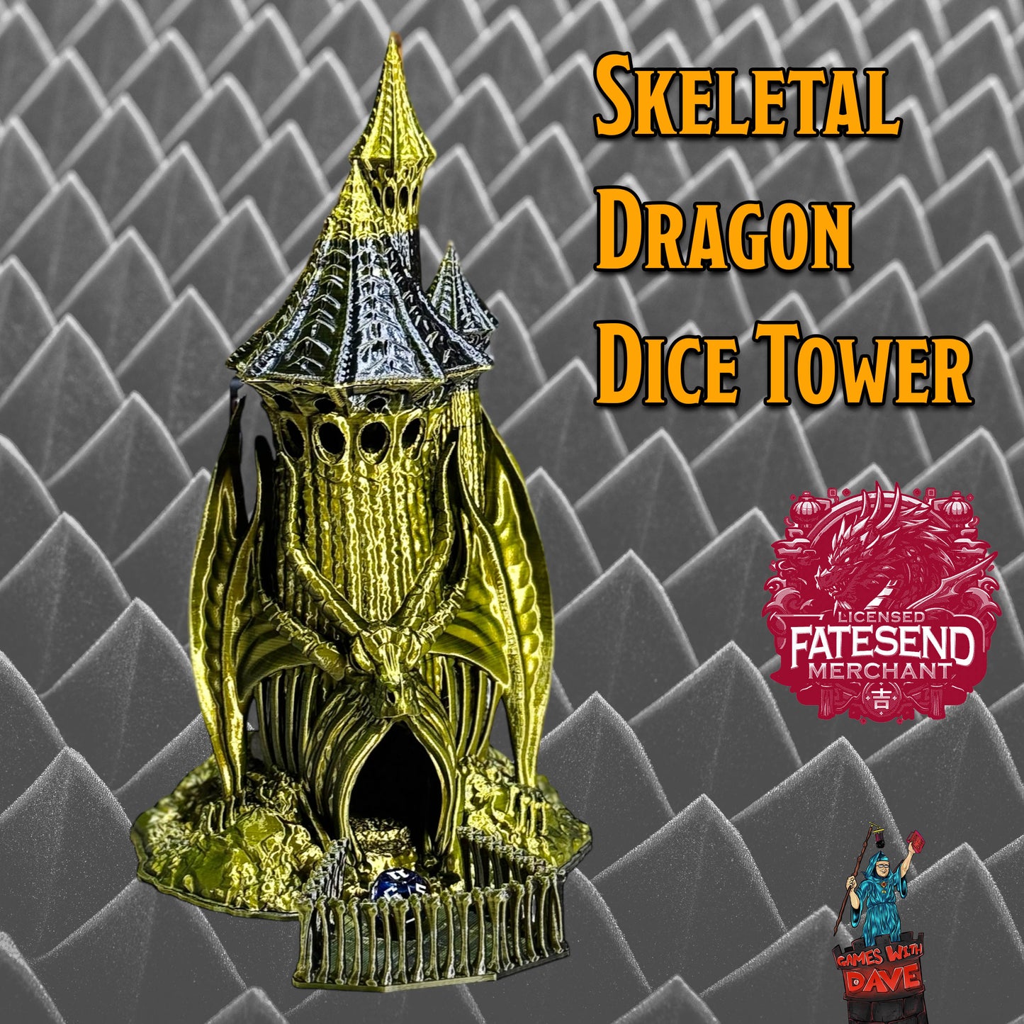 Skeletal Dragon Dice Tower Designed by Fates End