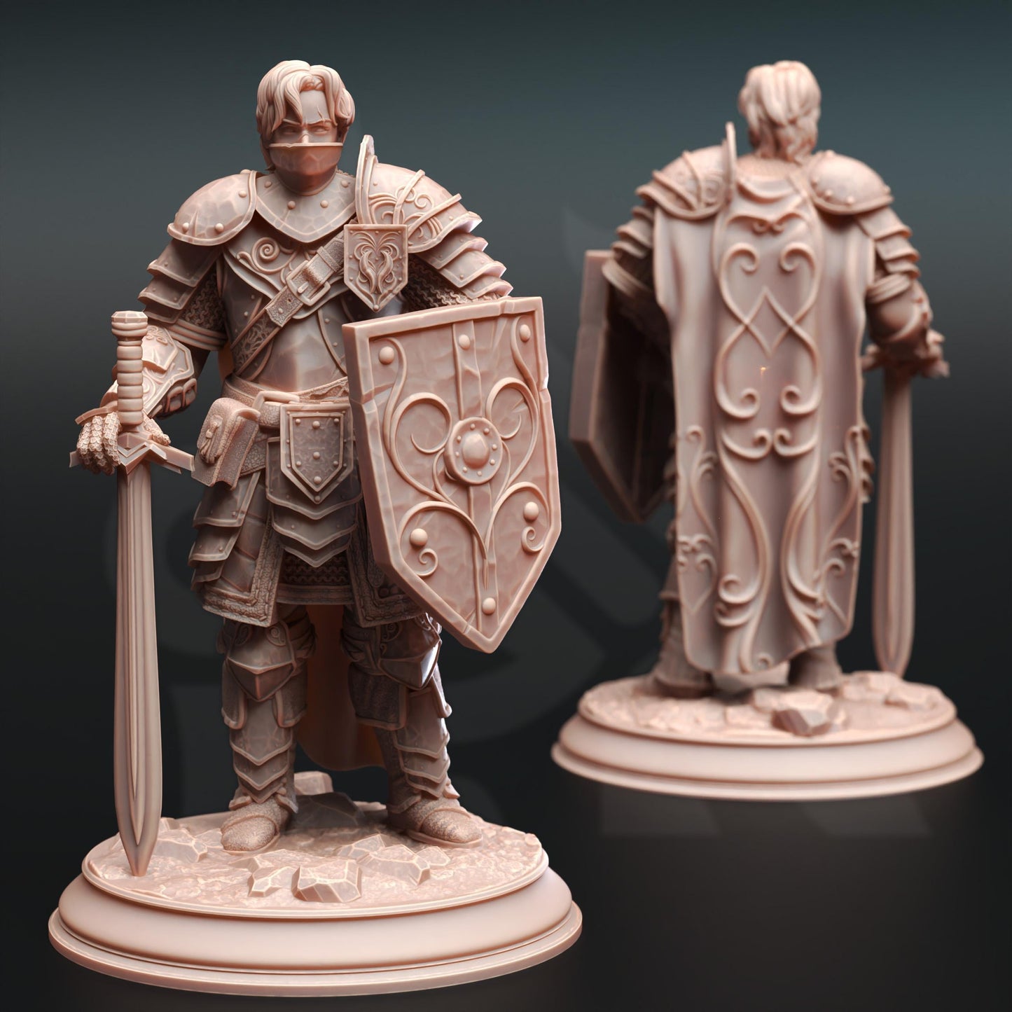 Arion Midrun - Maître de bataille humain - Figurine 32 mm et 75 mm pour Donjons et Dragons 5e édition et autres jeux de rôle - Non peinte