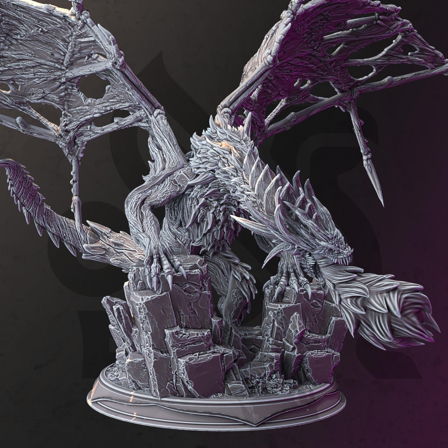 Nerevin, the Undead Dragon - Large 3D Printed DND Dragon - RPG Miniature - Unpainted DND Mini