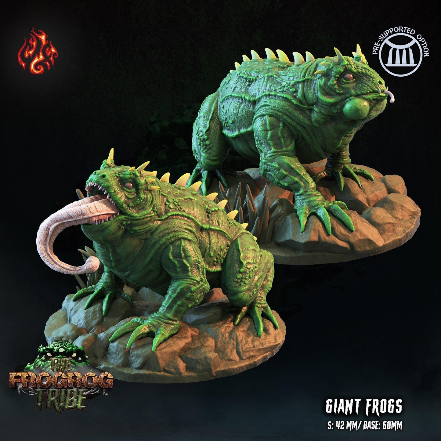 Giant Frogs - 28mmto 32mm RPG Monster Miniature for Tabletop Gaming - Frog Miniature - Unpainted DND Mini