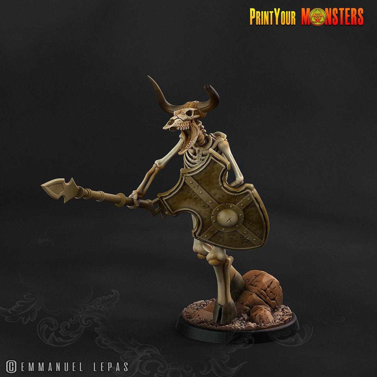 Bone Minotaurs - 32mm Skeleton Minotaur Miniatures for Dungeons and Dragons, Shadowdark and other RPG's - Unpainted