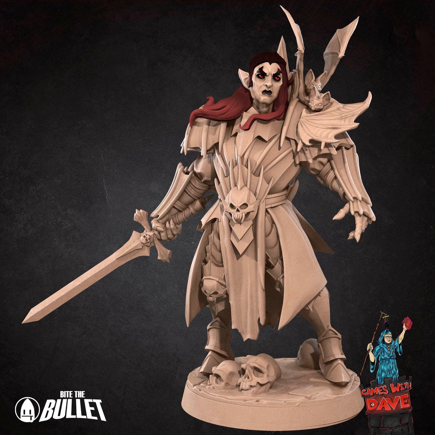 Vampire Necromancer - Horror RPG Miniature - 28mm to 32mm RPG Miniature Designed by Bite the Bullet - Tabletop RPG Accessory