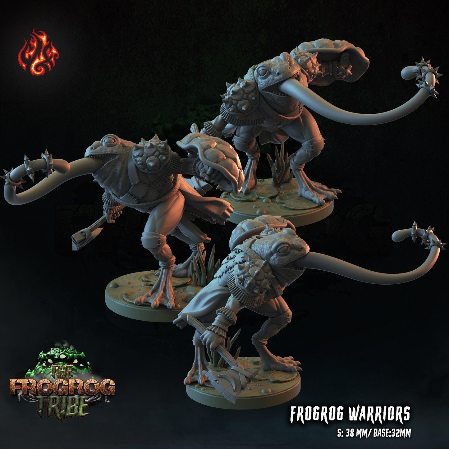 Frogrog Warrior Minis - Unpainted DND Monster Mini - 28mmto 32mm RPG Miniature for Tabletop Gaming