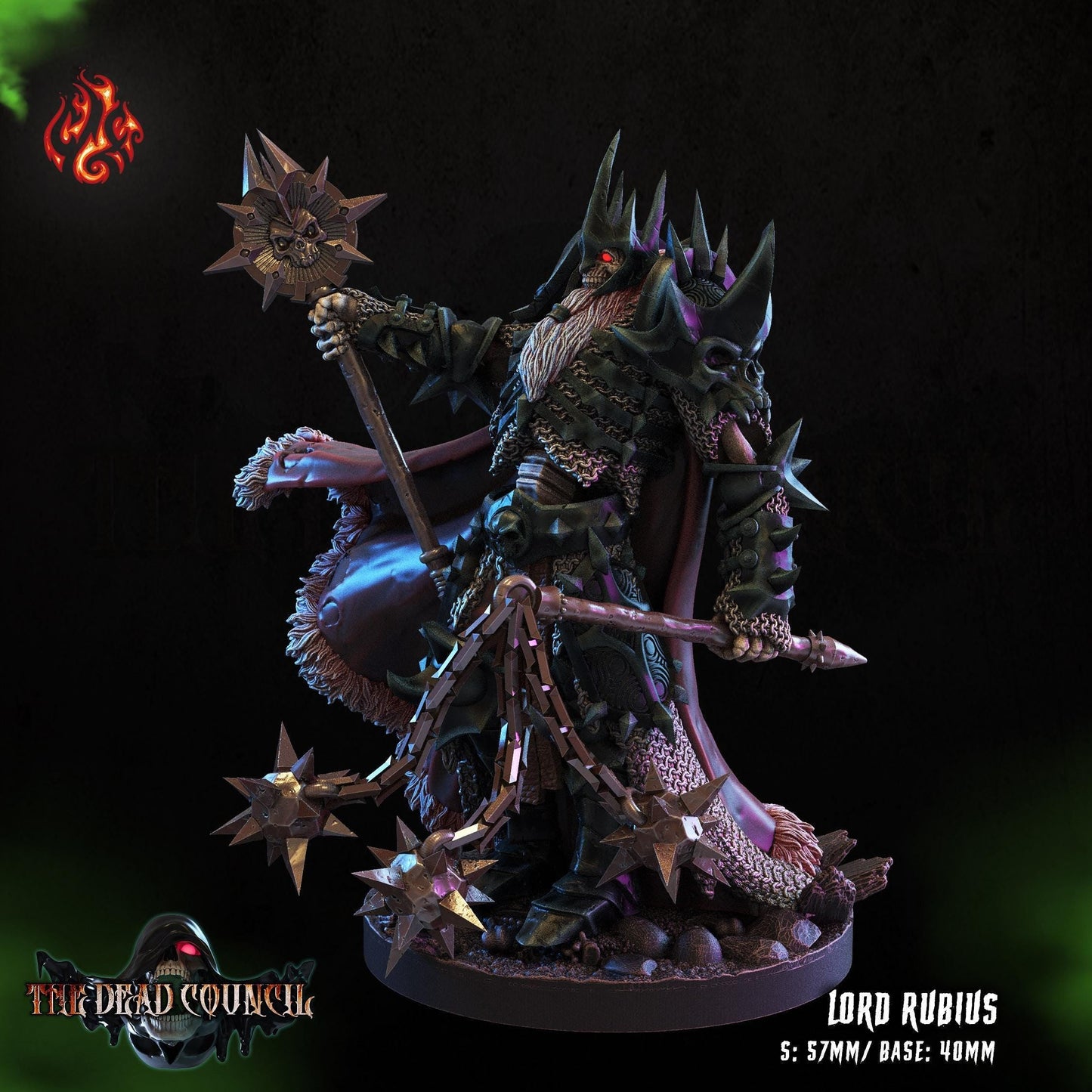Lord Rubius, the Merciless - 3D Printed Horror RPG Miniature - Unpainted Undead Miniature