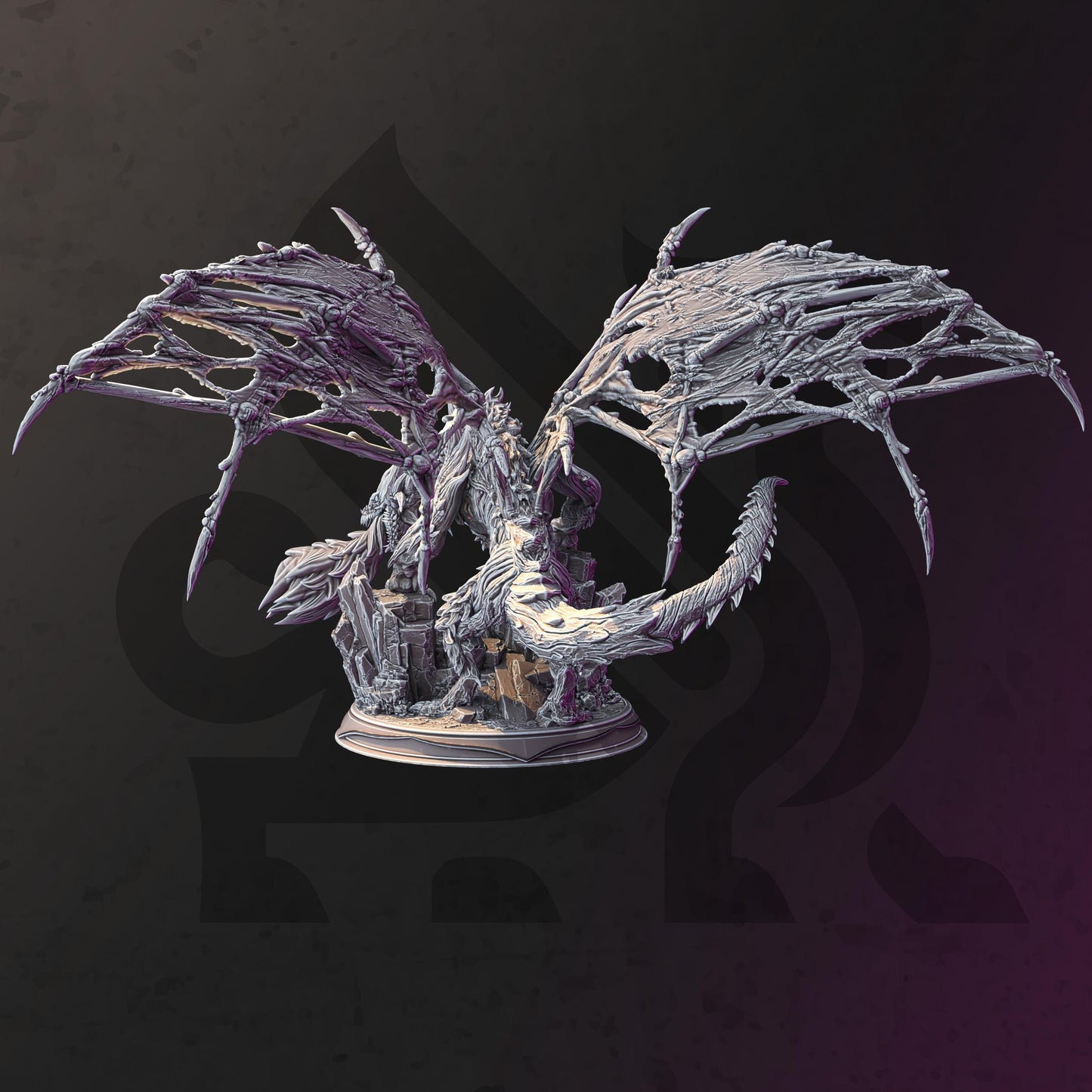 Nerevin, the Undead Dragon - Large 3D Printed DND Dragon - RPG Miniature - Unpainted DND Mini