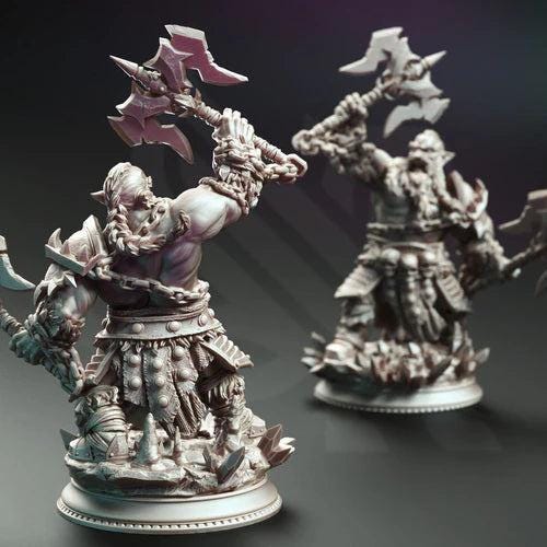 Korthart the Hateful Heart, Dark Dwarf Berserker - 75mm or 32mm Miniature for Dungeons and Dragons, Shadowdark and other RPG's - Unpainted