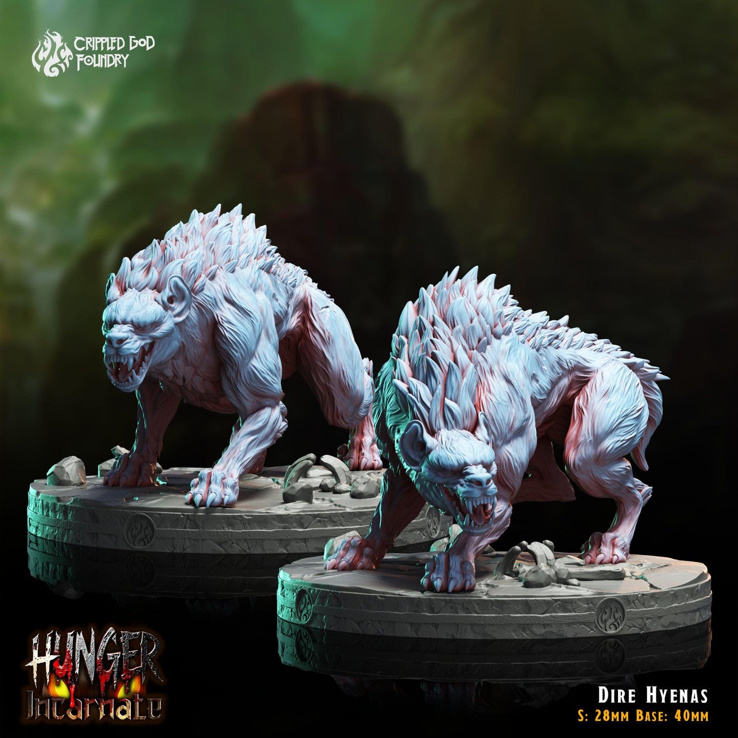 Dire Hyenas - 28mm to 32mm RPG Miniature for Tabletop Gaming - Unpainted Tabletop RPG Villain Miniature