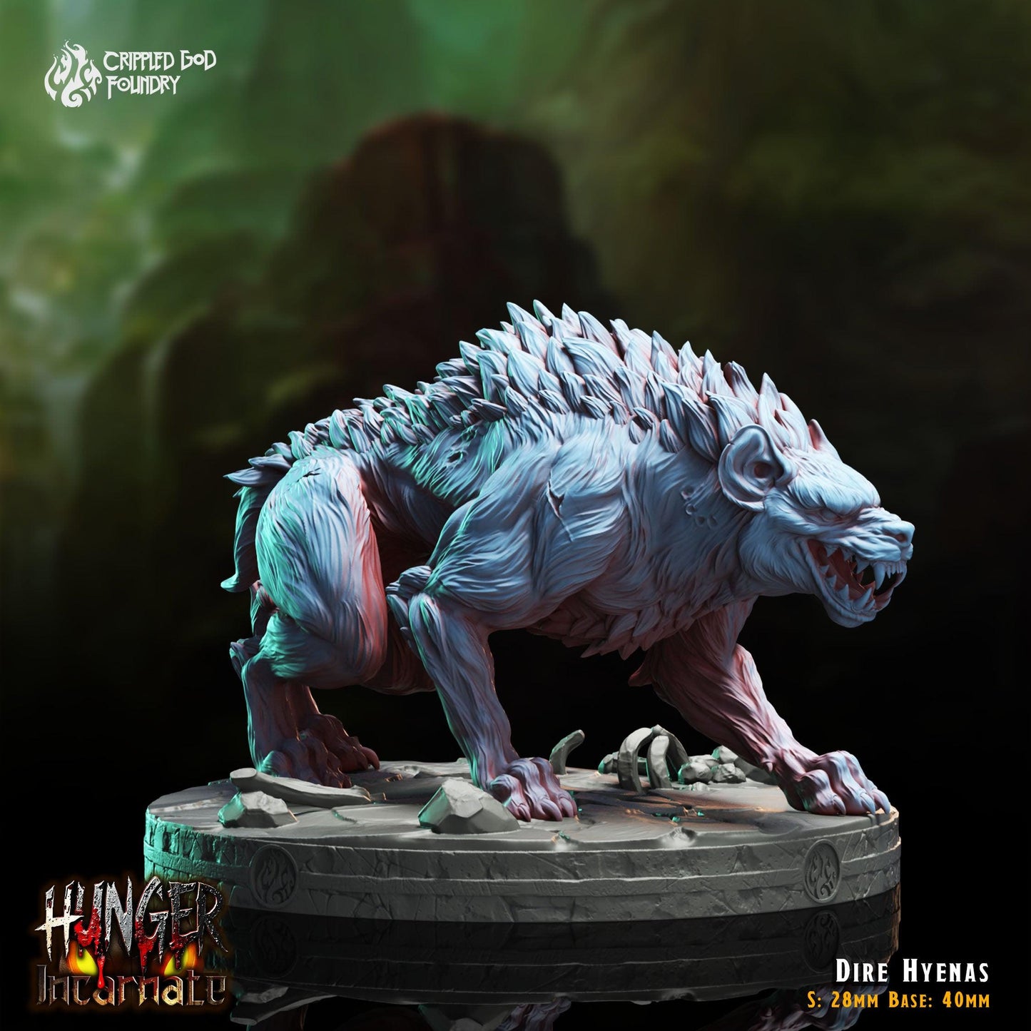Dire Hyenas - 28mm to 32mm RPG Miniature for Tabletop Gaming - Unpainted Tabletop RPG Villain Miniature