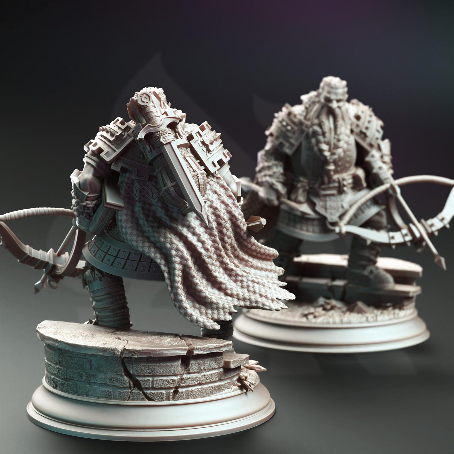 Tokrik, the Dark Dwarf Hunter - 32mm & 75mm Miniature for Dungeons and Dragons, Shadowdark and other RPG's - Unpainted
