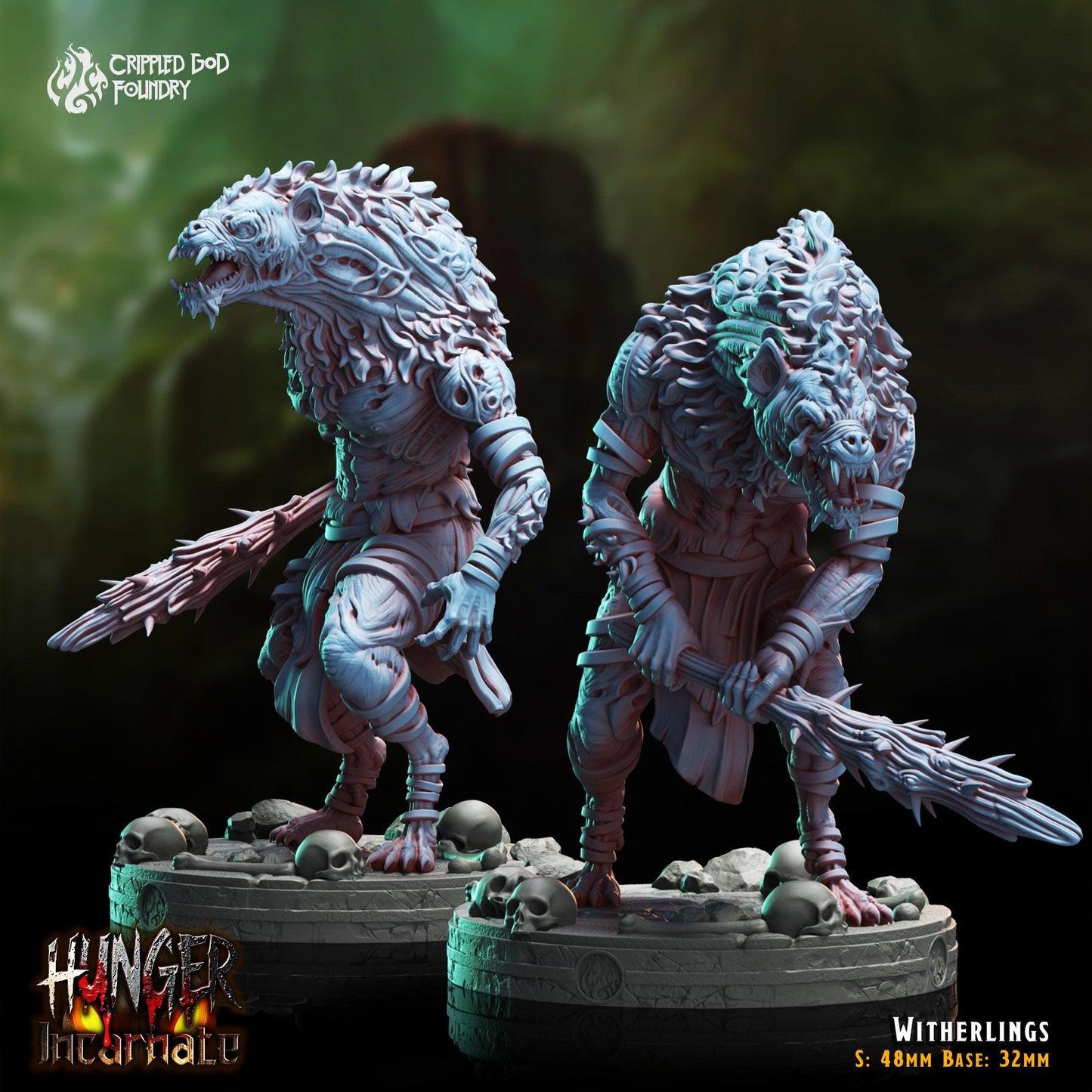 Gnoll Witherlings - 28mm to 32mm RPG Miniature for Tabletop Gaming - Unpainted Tabletop RPG Villain Miniature