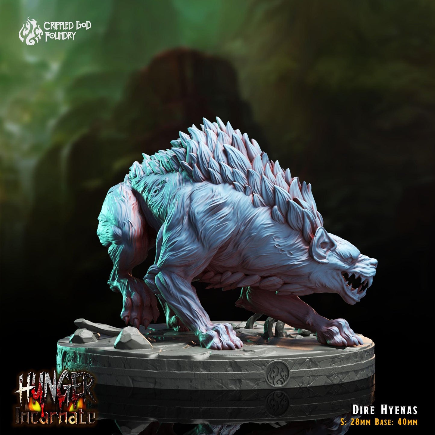 Dire Hyenas - 28mm to 32mm RPG Miniature for Tabletop Gaming - Unpainted Tabletop RPG Villain Miniature