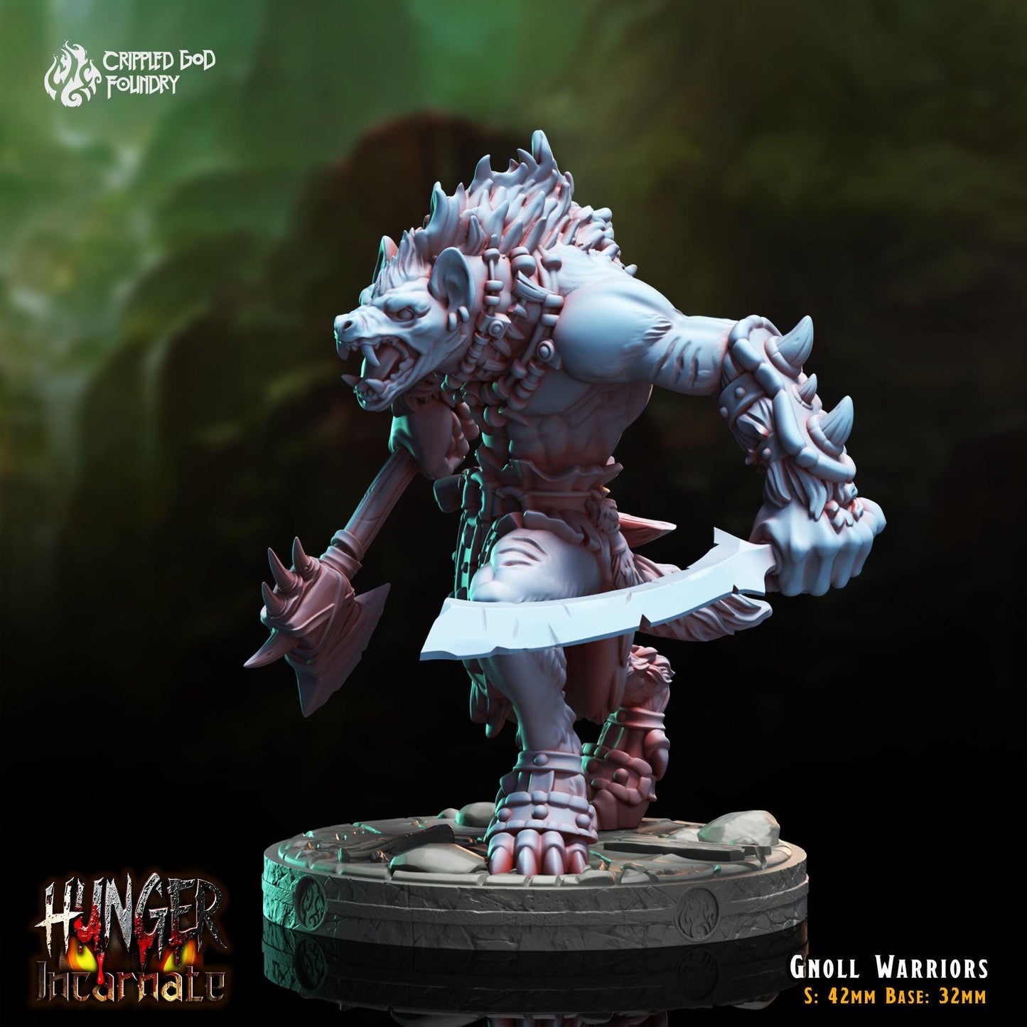 Gnoll Warriors - 28mm to 32mm RPG Miniature for Tabletop Gaming - Unpainted Tabletop RPG Villain Miniature