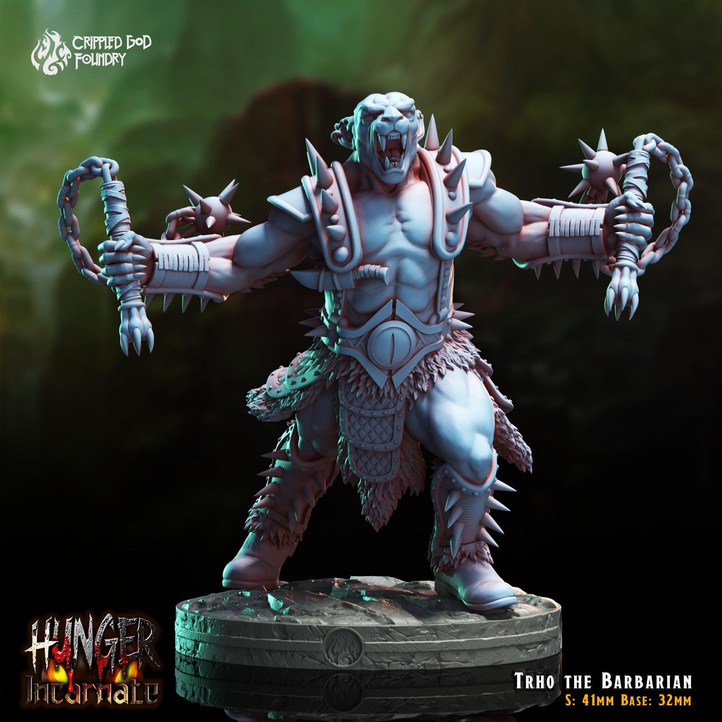 Trho the Barbarian - 28mm to 32mm RPG Miniature for Tabletop Gaming - Unpainted Tabletop RPG Villain Miniature