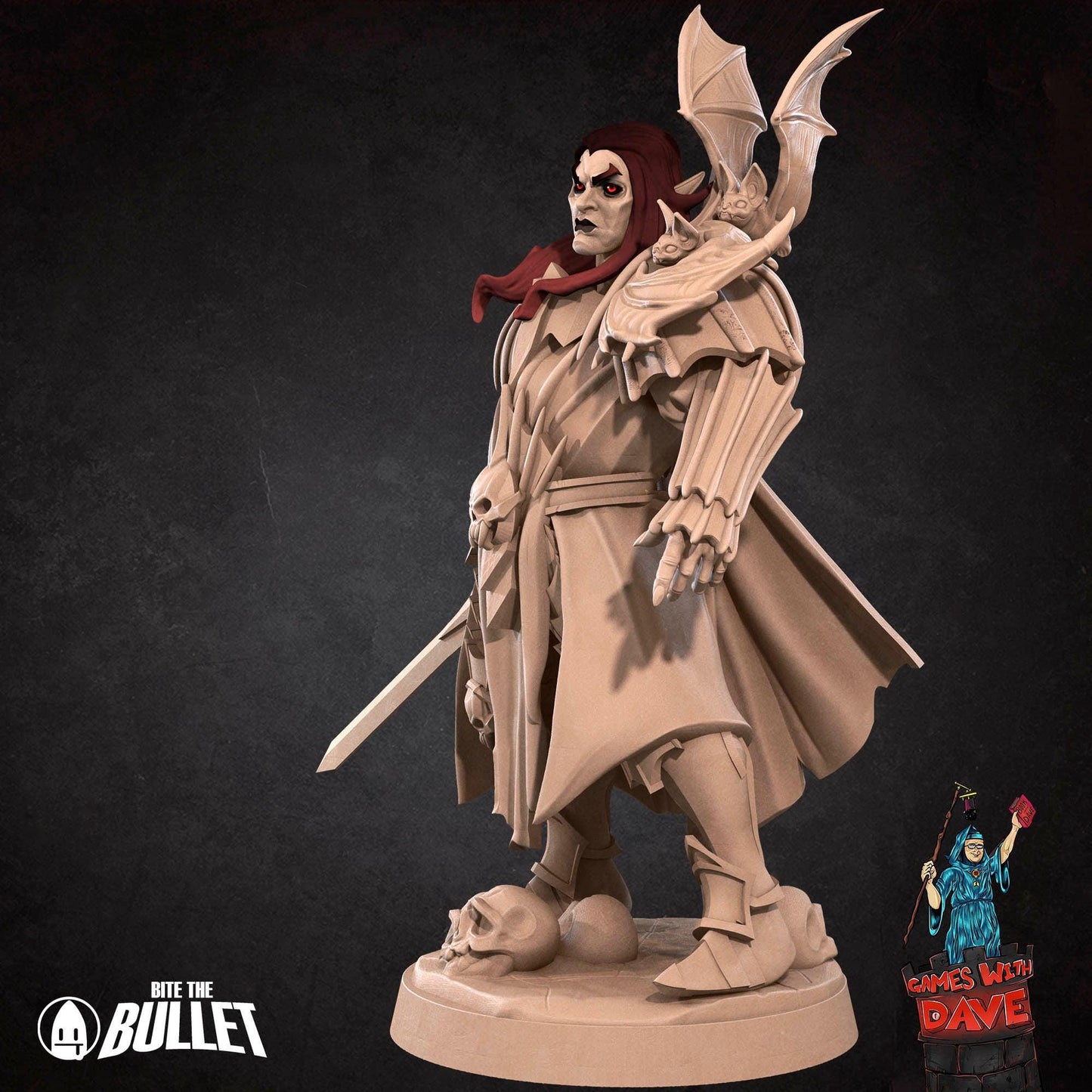 Vampire Necromancer - Horror RPG Miniature - 28mm to 32mm RPG Miniature Designed by Bite the Bullet - Tabletop RPG Accessory