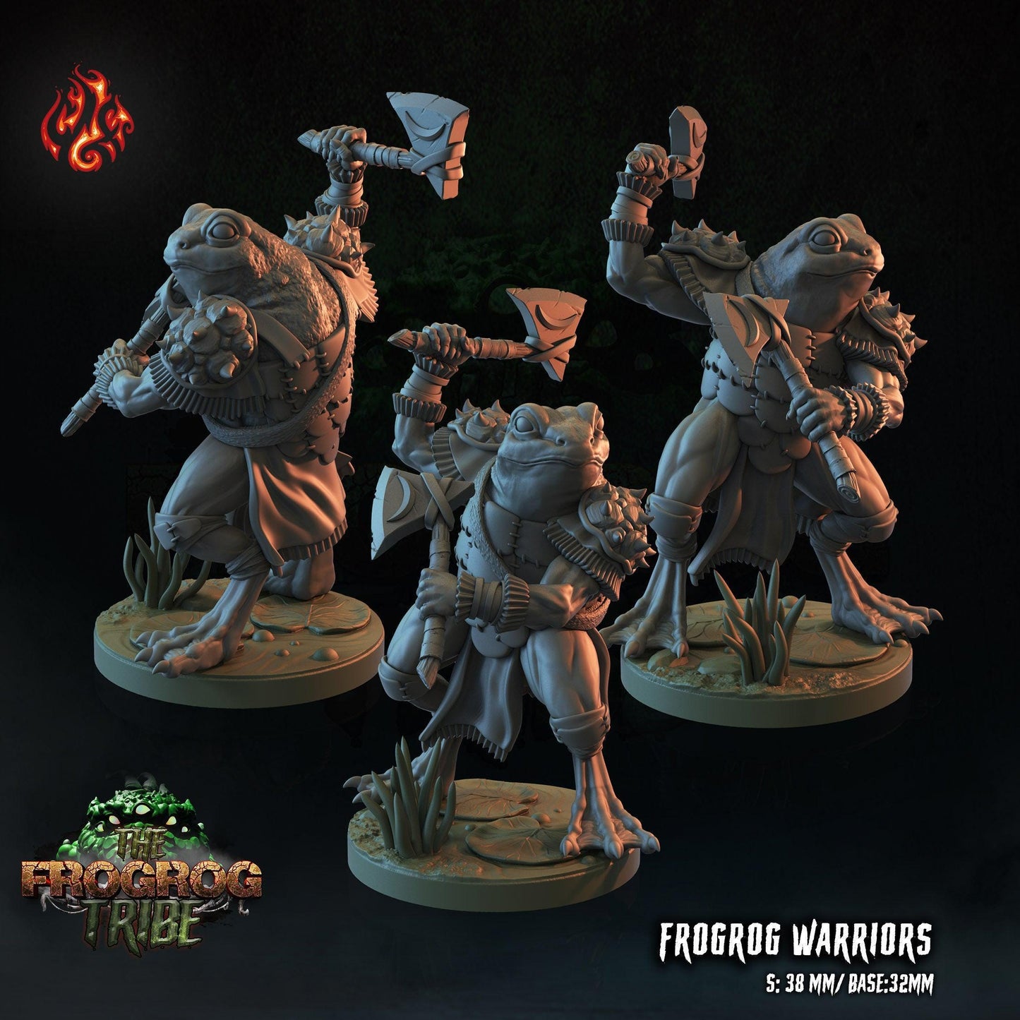 Frogrog Warrior Minis - Unpainted DND Monster Mini - 28mmto 32mm RPG Miniature for Tabletop Gaming